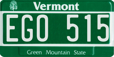VT license plate EGO515