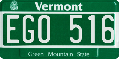VT license plate EGO516