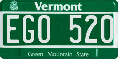 VT license plate EGO520