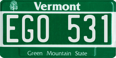 VT license plate EGO531