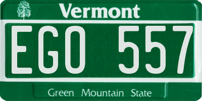 VT license plate EGO557