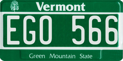 VT license plate EGO566