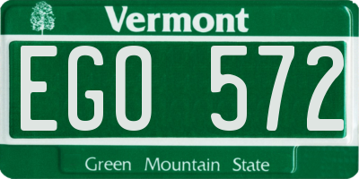 VT license plate EGO572