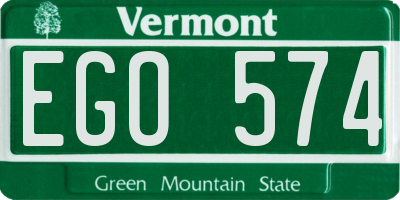 VT license plate EGO574