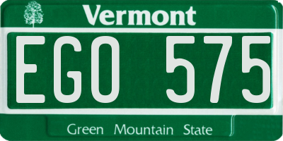 VT license plate EGO575