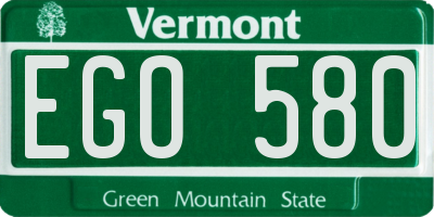 VT license plate EGO580
