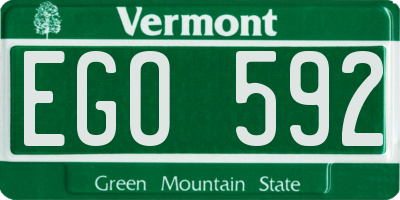 VT license plate EGO592