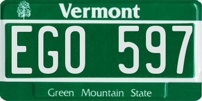 VT license plate EGO597