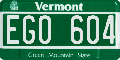 VT license plate EGO604