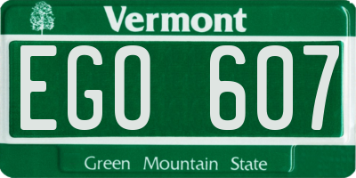 VT license plate EGO607