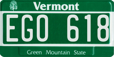 VT license plate EGO618