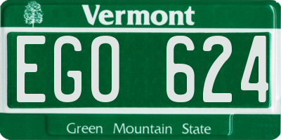 VT license plate EGO624