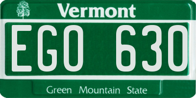 VT license plate EGO630