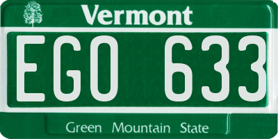 VT license plate EGO633
