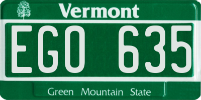 VT license plate EGO635
