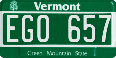 VT license plate EGO657
