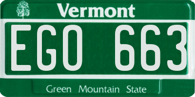 VT license plate EGO663