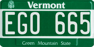 VT license plate EGO665
