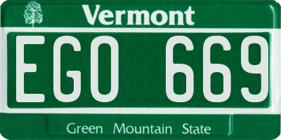 VT license plate EGO669