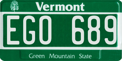 VT license plate EGO689