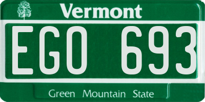 VT license plate EGO693