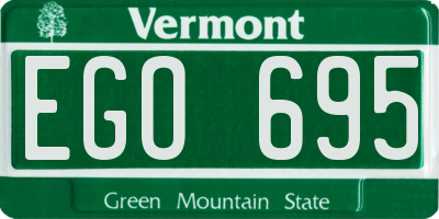 VT license plate EGO695