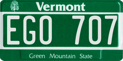 VT license plate EGO707