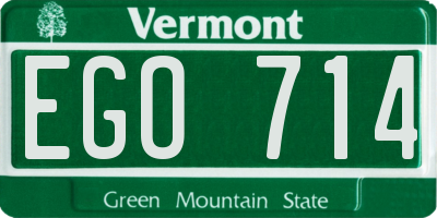 VT license plate EGO714