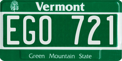 VT license plate EGO721