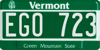 VT license plate EGO723