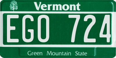 VT license plate EGO724