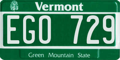 VT license plate EGO729