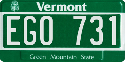 VT license plate EGO731
