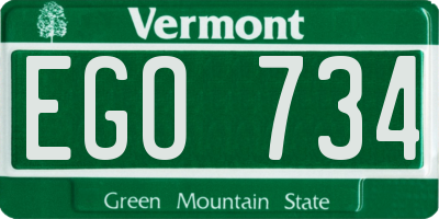 VT license plate EGO734