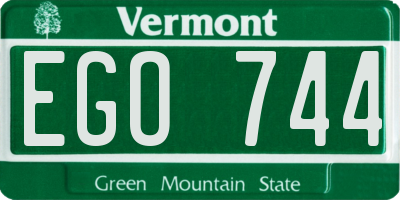 VT license plate EGO744