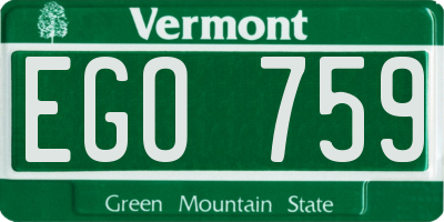 VT license plate EGO759
