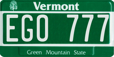 VT license plate EGO777