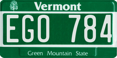 VT license plate EGO784