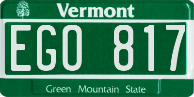 VT license plate EGO817