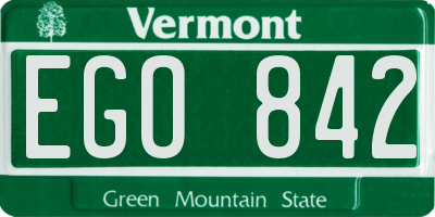 VT license plate EGO842