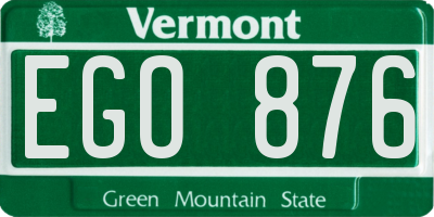 VT license plate EGO876