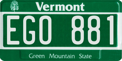 VT license plate EGO881