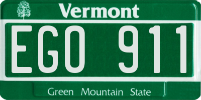 VT license plate EGO911