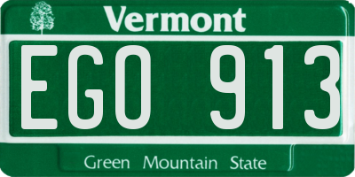 VT license plate EGO913