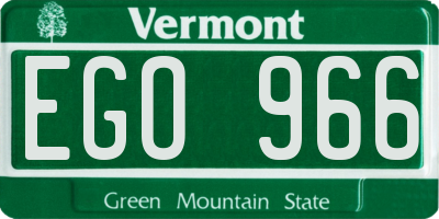 VT license plate EGO966