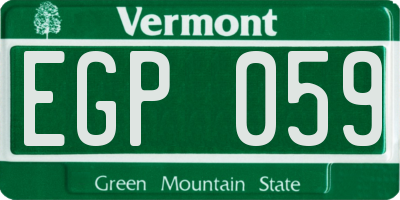 VT license plate EGP059
