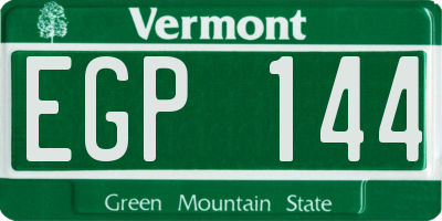 VT license plate EGP144