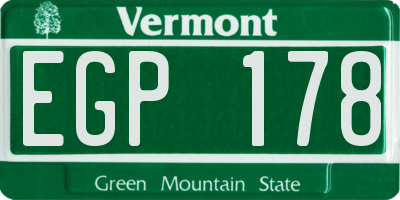 VT license plate EGP178