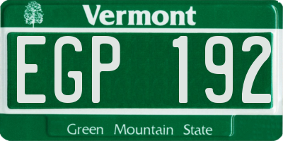 VT license plate EGP192