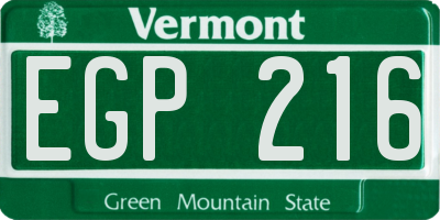 VT license plate EGP216